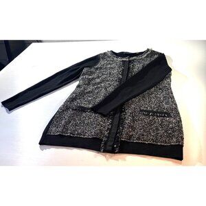 Elie Tahari Nordstrom Womens Medium Black & Gray Wool Blend Long Sleeve Cardigan
